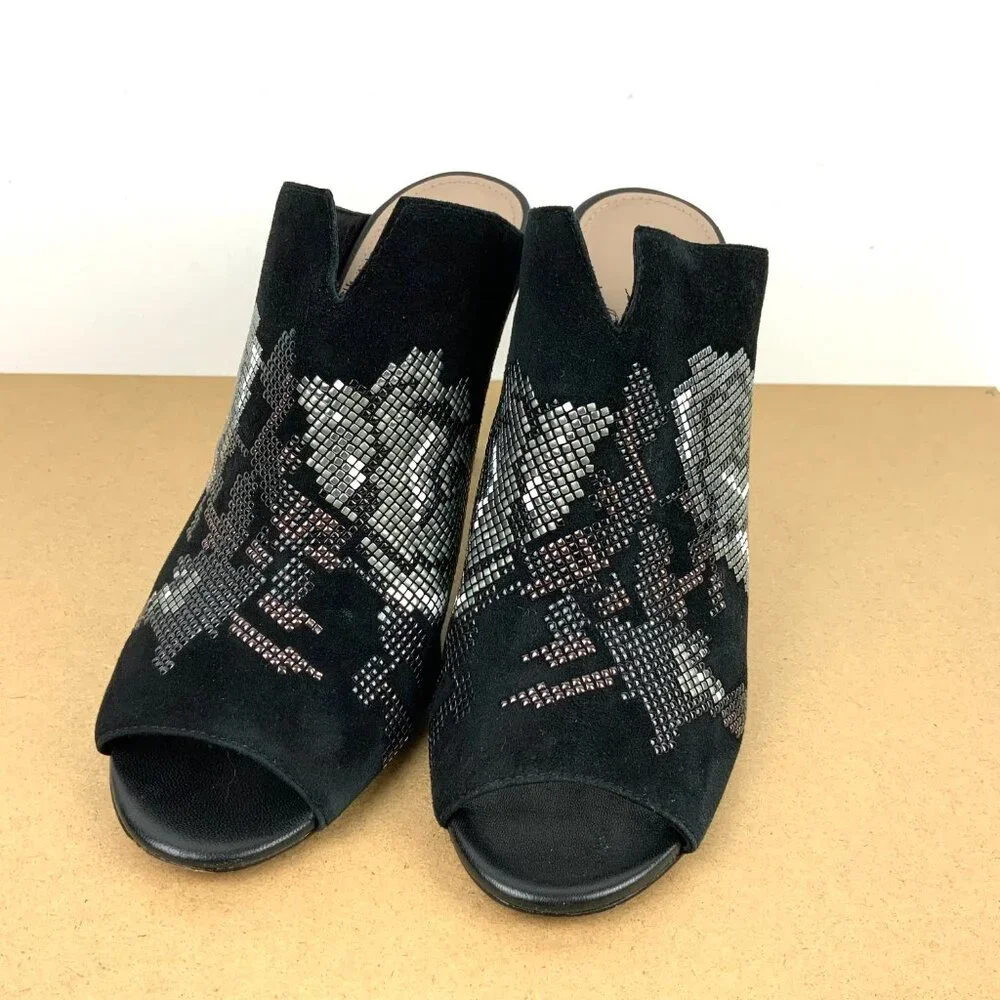 Donald J Pliner Elora Suede Brocade Mule in Black Sz 9M - Picture 16 of 16